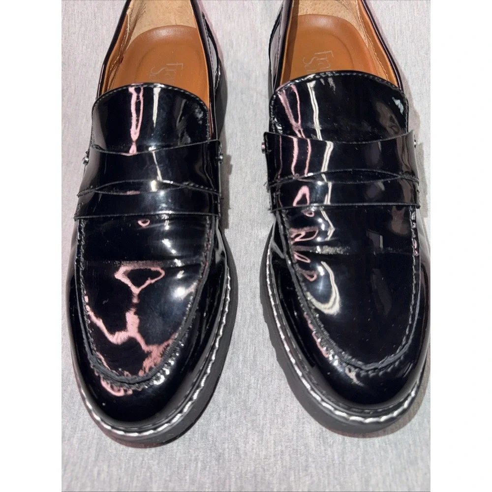 Franco Sarto Women's Patent Loafers Black Slip On Comfort Shoes Size 7.5